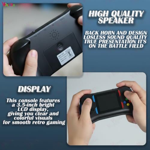 Image of VikriDA 500-in-1 Retro Handheld Gaming Console for Kids | 3.5 inch HD Screen Classic Video Game Player with Built-in Games - Rechargeable Portable Game Device