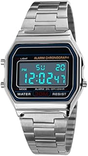 Business Uhr Herren Luxus Uhren 30M wasserdichte Edelstahl Sportuhr Digital Armbanduhren (Silber)