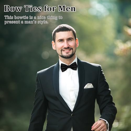 Image of LJBFNN Mens Bow Tie, Clip on Pre Tied Bow Ties for Men Solid Color Adjustable Tuxedo Bowties for Suit Wedding Graduation