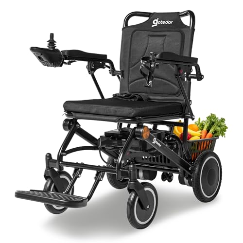 Image of Aotedor Electric Wheelchair for Adults, 48 lbs Lightweight Foldable, 15 Miles Range, 500W Dual Motor All-Terrain, Airline Approved Portable Power Wheelchair for Seniors, Jet Black