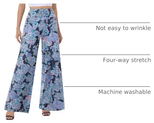 Image of ZOOSIXX Wide Leg Palazzo Pants for Women - High Waist Casual Beach Lounge Pants Loose Flowy Pants Stretchy Trousers
