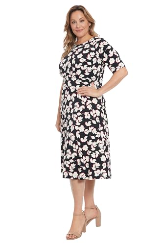 Image of London Times Women's Womens Elbow Sleeve A-line Midi - Pretty Garden Party Dress - Special Occasion Wedding Guest Dress