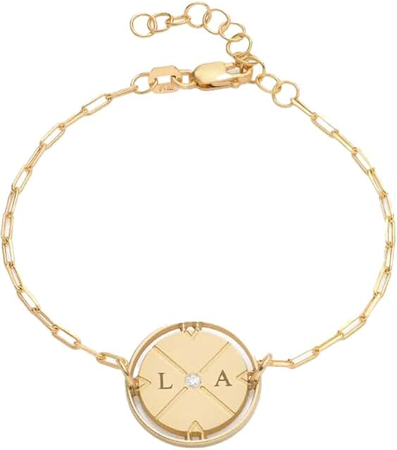 OAK & LUNA - Personalized Engraved Compass Bracelet - Custom Inscription...