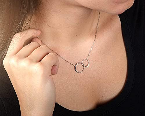 MUSIER PARIS Sweet 21st Birthday Gifts for Her, Presents for 21 Year Old Girl, Birthday Gifts for her, Sterling Silver 2 Ring Birthday Necklace, Friendship Gifts Birthday Jewelry