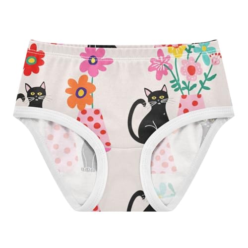 Cute Black Cats Floral Beige Girls Underwear Toddler 2t Cotton Cute Panties Girl Bright Kids Undies Briefs