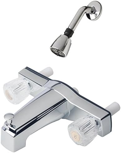 Laguna Brass Builders Shoppe 3310ACP/4010CP Mobile Home Two Handle Non-Metallic 8" Tub Shower Diverter with Shower Head/Arm/Flange Chrome Finish