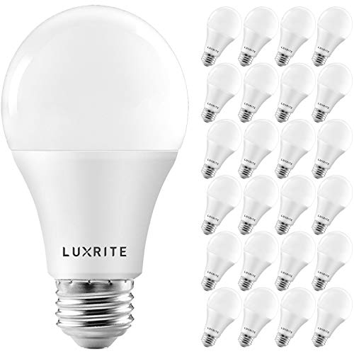 Image of LUXRITE A19 LED Light Bulbs 100 Watt Equivalent Dimmable, 2700K Warm White, 1600 Lumens, Enclosed Fixture Rated, Standard LED Bulbs 15W, Energy Star, E26 Medium Base - Indoor and Outdoor (24 Pack)
