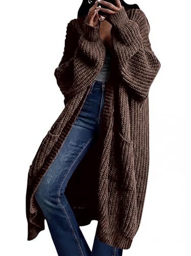 AUGCONE Women's Oversized Cardigans Sweater Long Coat Knit Fall Winter