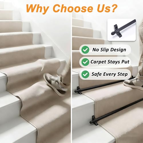 Barres d'escalier amovibles contre le glissement du tapis, fixation stable 15pcs