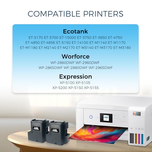 JANMORE Caixa de manutenção T04D1 compatível com ET-15000 ET-3850 ET-4850 ET-3750 ET-3760 WF-2860 ET