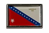 Dimensioni: 15 x 23 mm U24 Pin Greenville City (Texas), spilla con bandiera, Acrilico