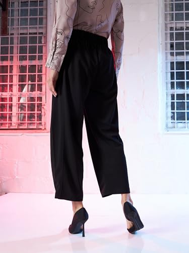 Image of Black Button Hem Darted Balloon Pants
