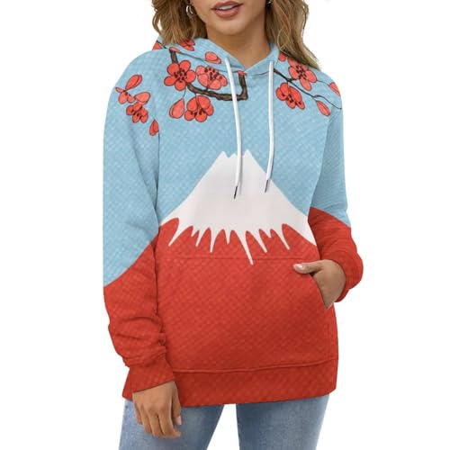 Sweat à capuche volcan fleurs unisexe pull à manche longue S