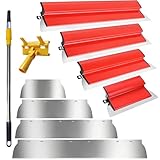 [10 PCS] Flächenspachtel Set Profi, 80 cm / 60 cm / 40 cm / 25 cm, Spachtel Set Werkzeug mit 0,3 & 0,5 mm Edelstahlklingen und 1,2 m Teleskopstange für Trockenbaubearbeitung Gipskartonplatten