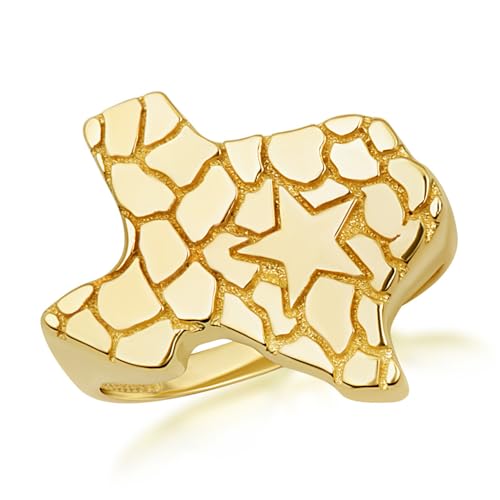 10K Yellow Gold Texas Lone Star State Nugget Ring - Size 15