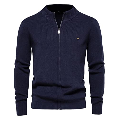 Pull chaud homme à fermeture éclair zippé thermique et cardigan léger bleu marine S