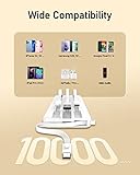 VEEKTOMX Power Bank Built-in Cables, 10000mAh USB C Portable Charger, Travel External Battery Pack with 5 Outputs and LED Display for iPhone, iPad, Samsung and Other Smart Devices, Ivory White - Image 6