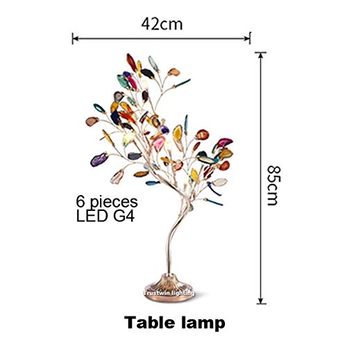 Lampe de table fleur Agate Lampadaire de table LED lumière fleur arbre coloré debout tableau décoratif LED lampe lumière (Emitting Color : With LED, Lampshade Color : Table lamp)