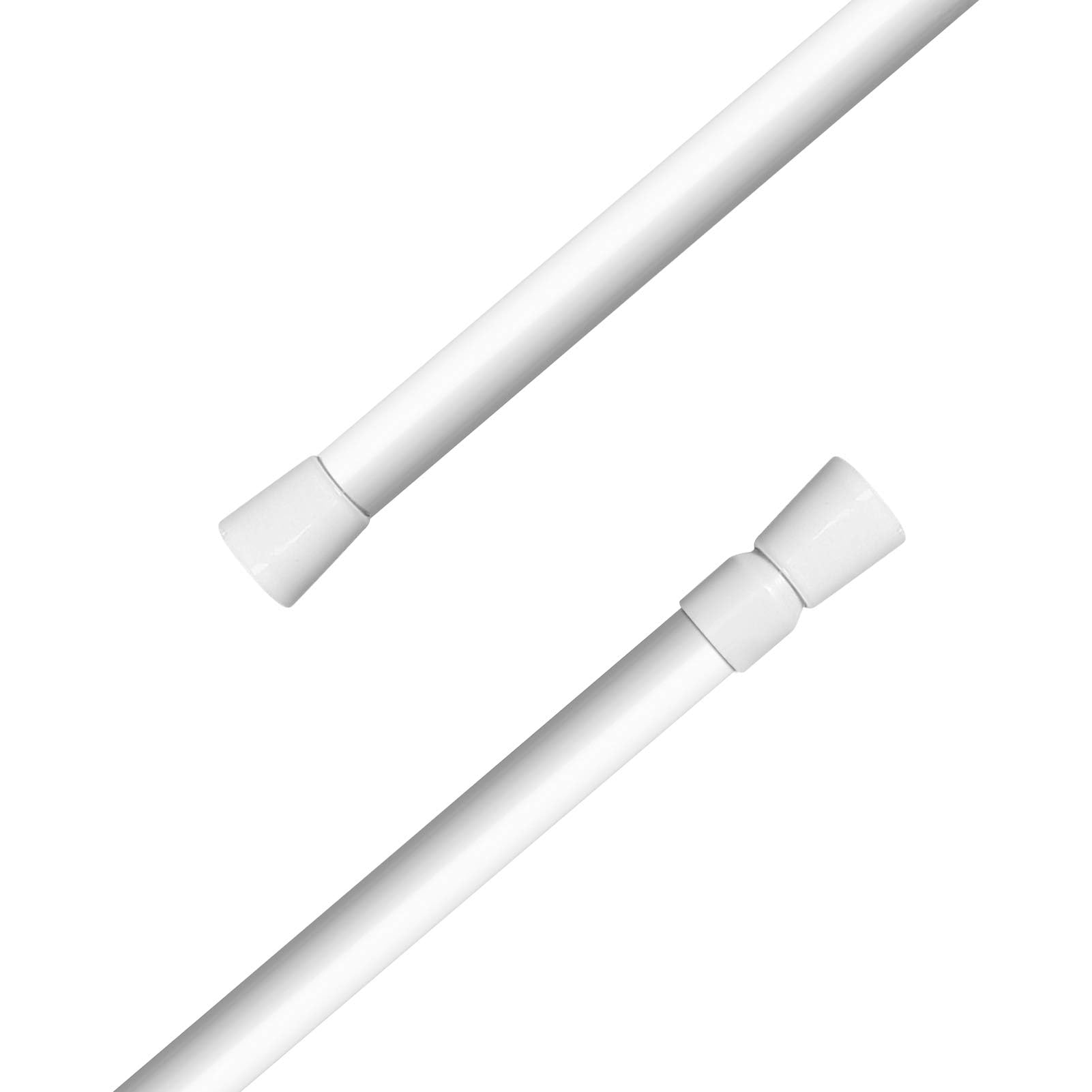 Extendable Curtain Poles, 105-190CM Telescopic Curtain Shower Rod Spring Loaded Tension Rod No Drill for Window Shower Bathroom (White)