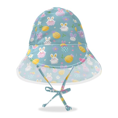 Easter Eggs Bunnies Animals Fresh Kid Beach Hat Toddler Boy Beach Play Hats Baby Girls UPF 50+ Protection Large Brim Traveling Swim