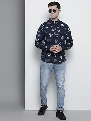 Image of The Indian Garage Co Men Cotton Regular Fit Full Sleeves Spread Collar Casual Shirt