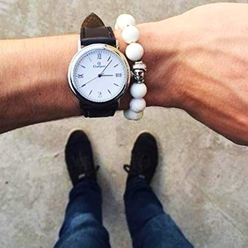 Pulseira de Pedra Turmalina Branca e Buda Prata