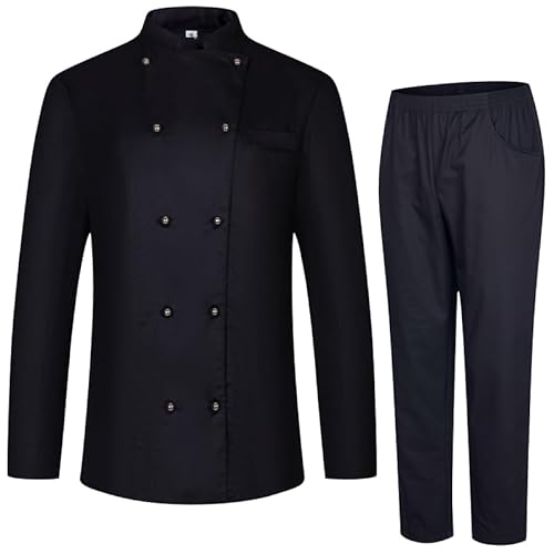 MISEMIYA - Kochjacke und -HOSE für Damen - Kochjacke für Damen - Gastronomieuniform - 848-8312 - XX-Large, Schwarz