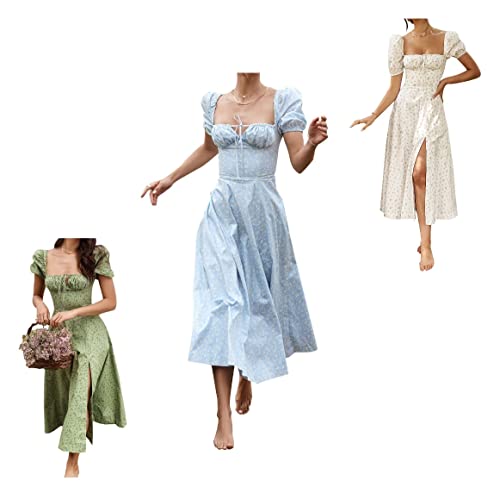 Robe floral fendue Adi aux finitions soignées robe midi d'été bleu ciel de qualité supérieure