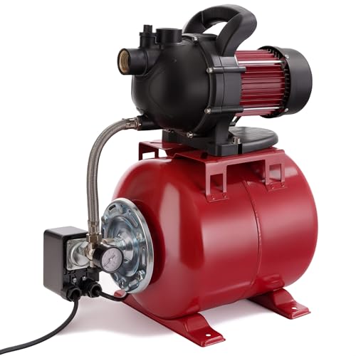 Arebos Hauswasserwerk / 1000 Watt/Fördermenge 3500 l/h/Förderhöhe 44 Meter / 19 l Tank/GS...