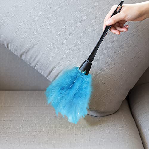 Image of Turkey Feather Dusters for Car Blinds Kitchen Keyboard Office, Eco-Friendly Reusable (2 pcs Blue)