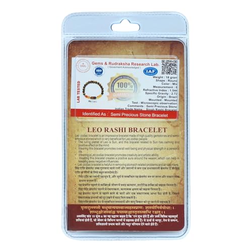 Image of LEO (सिंह) RASHI BRACELET with Lab Certificate | Singh Rashi Original Gemstone Bracelet (Unisex) For Planetary Benefits