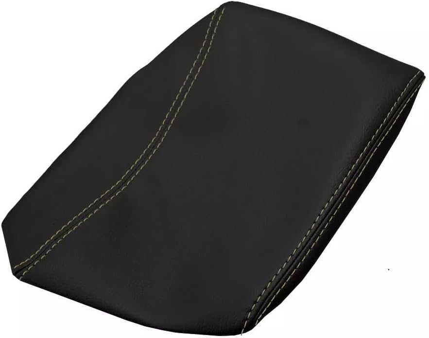 PVC Console Lid W/Cupholder Cover Compatible with Ford Ranger 2000-2006 (Black, Beige Stitch)