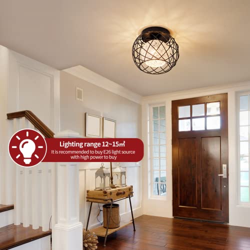 Nuodifan Light Fixtures Ceiling Mount, E26/E27 Hallway Light Fixtures Ceiling, 24In Vintage Black Ceiling Light For Farmhouse Bedroom Kitchen Etc. #TOP4