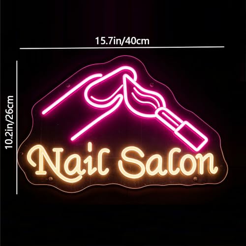 Image of Nail Salon Neon Sign for Wall Decor - LED Neon Signs Lights for Salon Studio, Beauty Makeup Room, Bedroom - Great Gift for Nail Girls