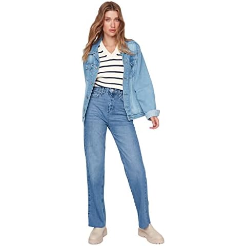 Trendyol Women's High Waist 90's Wide Leg Jeans Cover