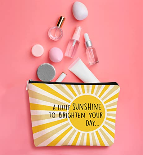 A Little Sunshine To Brighten Your Day Yellow Summer Inspirational Makeup Bag for Women, Cosmetic Bag Gift for Teen Girls,Birthday Christmas Gifts for Women Friends Mom Wife Grandma Daughter Teacher3