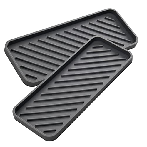 Amosfun Lot De 2 Tapis De Séchage pour Plateau De Toilette en Silicone Plateau De Salle De Bain Plateau De Rangement pour Articles De Toilette Gris Taille Moyenne