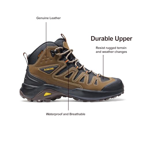 Men's Waterproof Hiking Boots Outdoor Lightweight Breathable Leather Trekking Camping Mountaineering Shoes2