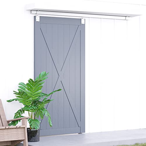 Smartsmith 8Ft Galvanized Box Rail Track Sliding Barn Door Hardware For Exterior Barn Door Raw Material, Smoothly And Quietly, Ceiling Mount Hardware,Easy To Install #TOP2