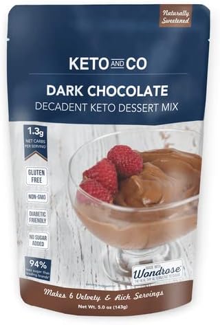 Dark Chocolate Decadent Keto Dessert Mix by Keto and Co | Just 1.3g Net Carbs Per Serving | Diabetic & Keto Friendly, Gluten Free, Dairy Free, Naturally Sweetened | (Dark Chocolate Flavor)