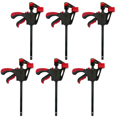 Thanaddo Einhandzwingen 6 Stk. Quick Grip Schraubzwingen Set 4 Zoll Schnellspannzwinge Klemmzwinge 2 in 1 Schnellspanner F Klemmen für Holzarbeiten Heimwerken Klemmen