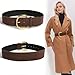 Yalice Women’s Wide Leather Belt for Dresses Fashion Thick Waist Belts Chunky Suede Belt with Big Metal Buckle (Brown-Gold Buckle, Fits Waist Size:29''-35'')