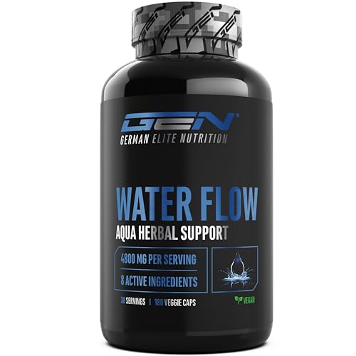 Water Flow Complejo - 180 cápsulas - Con ortiga, diente de león, té verde, alcachofa y arándano rojo - Fórmula vegetal sin pastillas diuréticas químicas - Vegano, de alta dosis