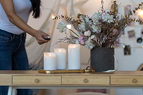 Set Of 3 Realistic Flameless White Led Candles With Remote Control - 4'' 5'' 6'' Electric Wickless Pillar Battery Operated Candles With Flickering Flame Timer #TOP5
