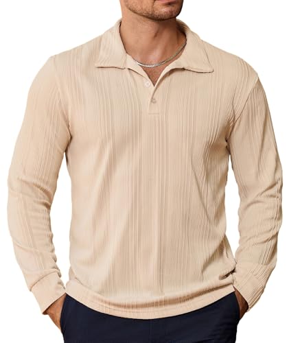 PRIVIMIX Mens Long Sleeve Knit Polo Shirt