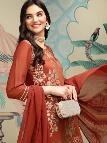 Image of ishin Women's Chinon Kurta Sets