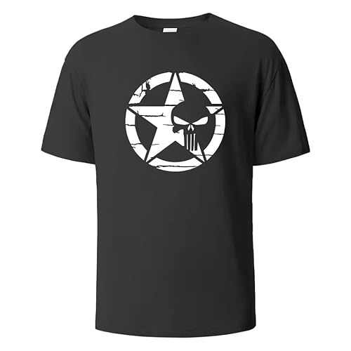 Star T-Shirt Streetwear Basic Top For Men Fashion Casual 100% Cotton Clothing Short Sleeved Breathable Tshirt Hip Hop Tees Black XL