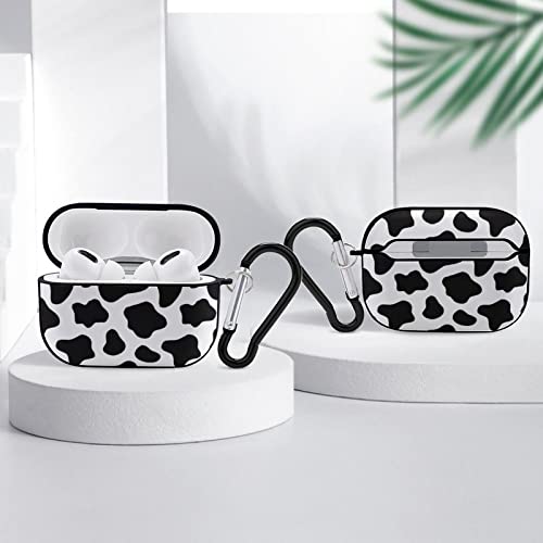 Compatible With Airpods Pro Case Cover With Keychain Cow Pattern Airpod Cases Portable Shockproof Protective Case For Women Men Hard Headphone Case For Apple Airpods Pro Black White Cow #TOP3