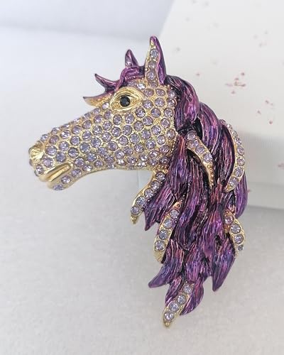 Image of Art Style 2.76 inch Horse Brooch Pin Pendant Rhinestone Crystal BZ6535