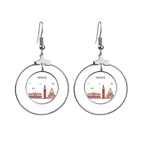 Boucles d'oreilles Venise motif repère plat en acier bijoux voyage